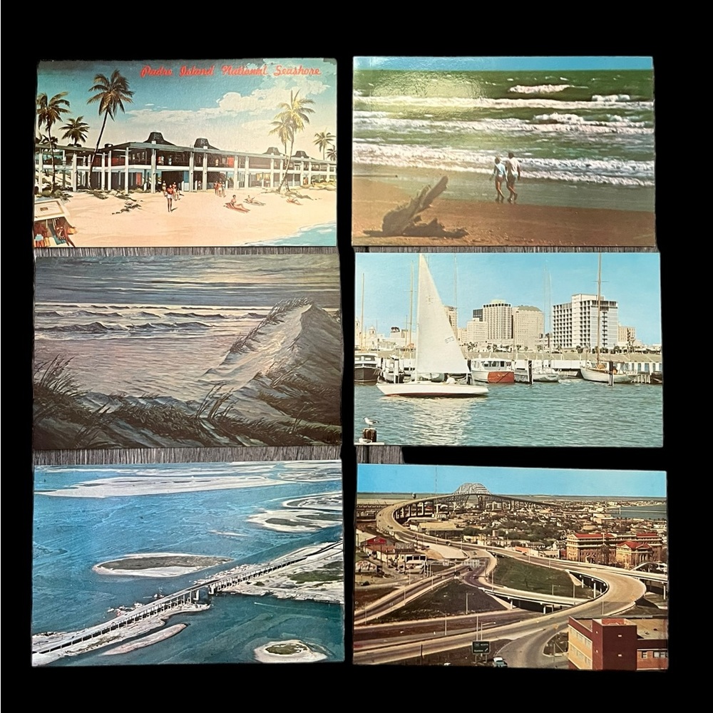 Vintage Corpus Christi Padre Island Texas Postcard Lot of 6 UNUSED Beach Aerial